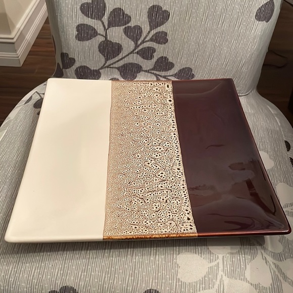 Tri color brown speckled ivory 12 inch serving platter by Pier1.pre owned
